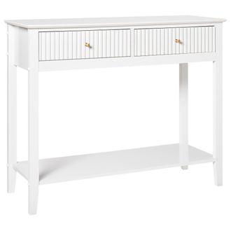 Beliani Beliani - Elegante Consola De 2 Cajones Con 1 Estante Mdf Manillas Doradas Sal&oacute;n Blanco Assisi