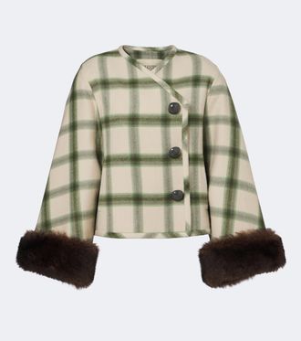 Valentino Giacca in lana vergine a quadri con shearling