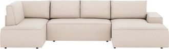 VENTE-UNIQUE.COM Sofá rinconera poliéster 8 plazas beige 349x195cm