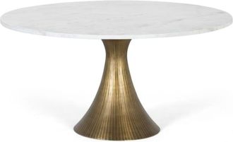 Giner&Colomer Mesa de centro redonda con tapa de mármol y estructura de aluminio