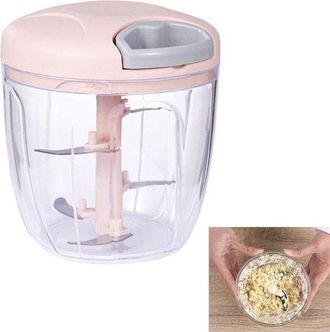 OEM Picadora De Alimentos, Picadora Manual, Pelador De Hierbas, Mini Picadora, Picadora Multifuncional Con Cord&oacute;n, 900 Ml, Ajos Y Hierbas, Azul