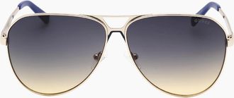 Guess Mens Guess Gradient Blue Lens Gold Aviator Sunglasses - Size: ONE size