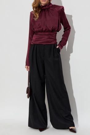 Rotate Silk Top, Womens, Burgundy