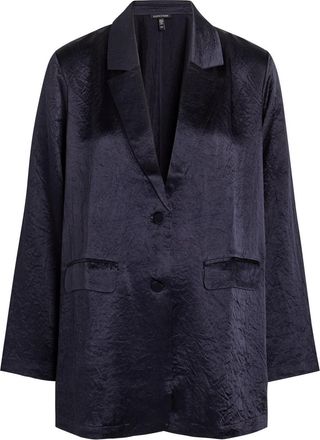 Eileen Fisher Eileen Fisher Crinkled Satin Blazer - Dark Blue - L (UK 18-20 / XL)