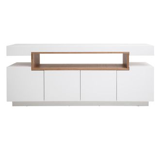 Miliboo Aparador Blanco Mate Y Nicho En Madera Livo