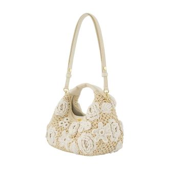 Ganni Womens Hobo Mini Purse Cotton White Handbags-purses