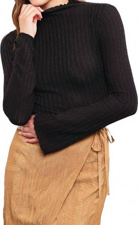 Mustard Seed High Neck Knit Sweater In Black