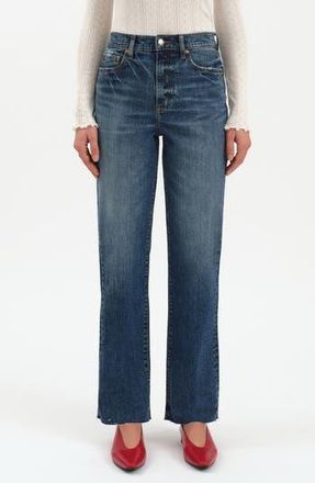 Daze Sundaze Raw Hem High Waist Crop Straight Leg Jeans in Authentic at Nordstrom Rack, Size 24