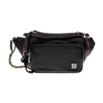 Dsquared2 Leren Tas met Logo - Heren - Tassen - Zwart - Maat: ONE Size Katoen