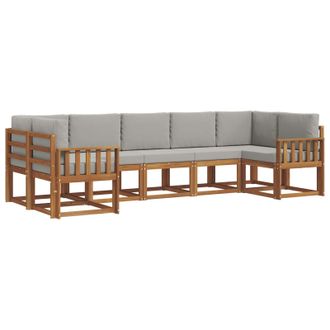 vidaXL Conjunto De Sof&aacute;s De Exterior 7 Pcs Gris Natural Y Claro Vidaxl