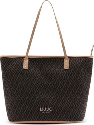 Liu Jo monogram jacquard tote bag - women - Polyester/Polyester/Polyurethane Resin - One Size - Brown