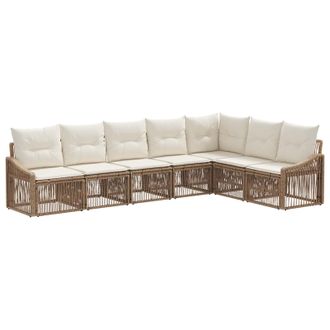 vidaXL Conjunto De Sof&aacute;s De Jard&iacute;n 7 Pcs Beige Rat&aacute;n Sint&eacute;tico Vidaxl