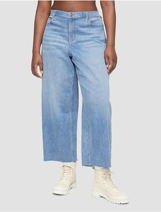 Calvin Klein Womens Plus Size Wide Leg Fit High Rise Ankle Jeans - Blue - 22W