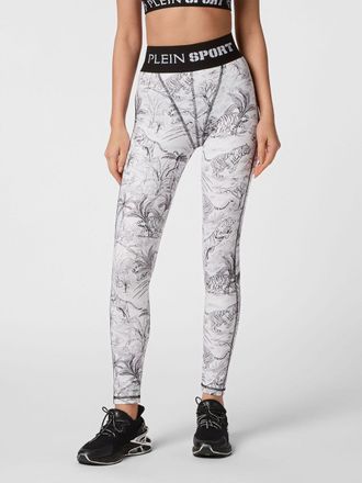 Plein Sport High-Waisted Skinny Leggings with Tropical Floral Print