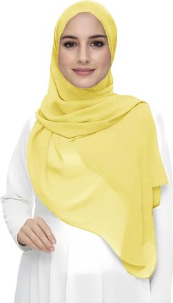 Lina & Lily Sparkle Shimmer Gold Glitter Womens Chiffon Hijab Head Scarf Lightweight (Yellow)