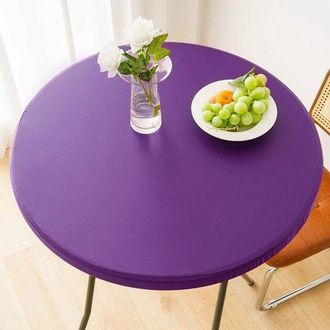 No Brand Mantel Redondo Impermeable Para Mesas Auxiliares De Exterior - Mantel De Vinilo Para Mesas De Comedor De Patio - 60 Cm - Morado