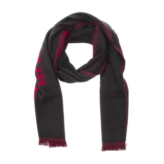 Alexander McQueen Alexander McQueen, Winter Scarves, male, Black, Size: ONE SIZE Black Jacquard Logo Fringed Scarf