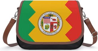 Generic Flag of Los Angeles Crossbody Bag Womens Handbag PU Message Bags Shoulder Purse with Adjustable Strap