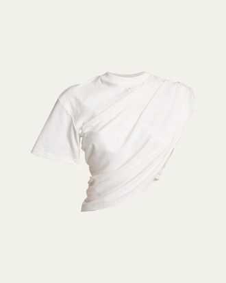 Courr&egrave;ges Asymmetric Twisted Crop T-Shirt