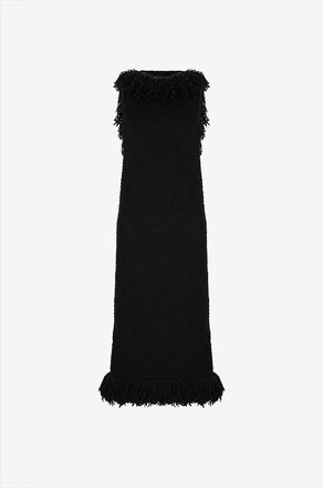 Liberowe Midi-Tweedkleid mit Fransen Monument