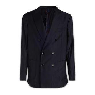Etro Etro, Blazers, male, Blue, Size: L Pinstripe Double-breasted Blazer
