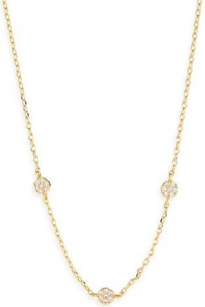 Argento Vivo Pav&eacute; Cubic Zirconia Station Chain Necklace in Gold at Nordstrom Rack
