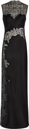 Shona Joy Jamila High-neck Lace Satin Maxi Dress - Black - 16 (UK16 / XL)