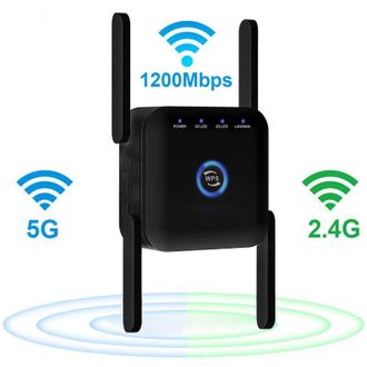 OEM Repetidor Wifi De Doble Banda Ac24, Amplificador De Se&ntilde;al Wifi Inal&aacute;mbrico De 1200m, Enrutador De Pared, Repetidor Wifi (negro)