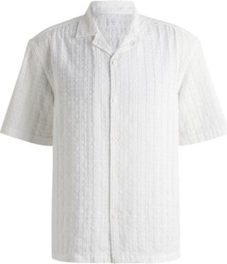 BOSS Relaxed-fit shirt with broderie anglaise
