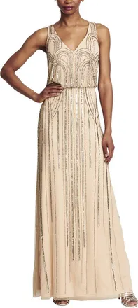Adrianna Papell Beaded Blouson Art Nouveau Gown
