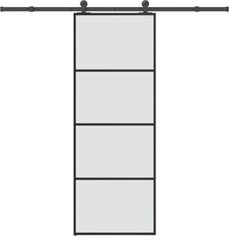 vidaXL Vidaxl - Puerta Corredera Con Set Herrajes Vidrio Esg Aluminio 76x205 Cm
