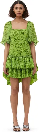 Ganni Chiffon Mini Dress - Size 10/12 Green
