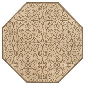 Jonathan Y Designs Madrid Vintage Filigree Textured Weave Octagon Indoor/Outdoor Area Rug in Beige/brown at Nordstrom, Size 8Ft 0In X 8Ft 0In