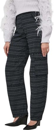 Patrizia Pepe Geometric-print Broeken - Dames - Broeken - Zwart - S - Katoen - Broeken