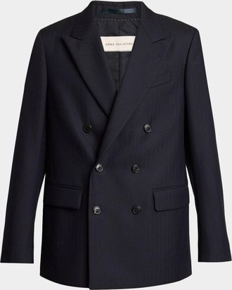Dries Van Noten Mens Buforden Double-Breasted Wool Jacket
