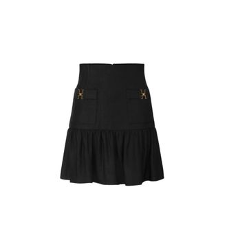 Elisabetta Franchi Short Skirts, female, Black, Size: S Linen Blend Skirt