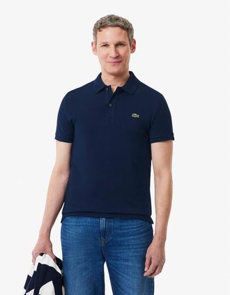 Lacoste Mens Lacoste Mens Original L.12.12 Slim Fit Petit Piqu&eacute; Cotton Polo Shirt - Navy Blue 166 - Size: 38