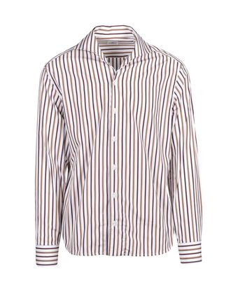 Sonrisa White/Brown Two-Tone Cotton Shirt