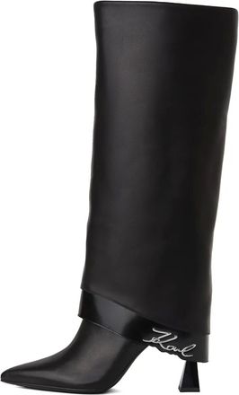 Karl Lagerfeld 90 mm Debut Fold-Down knielaarzen - Zwart