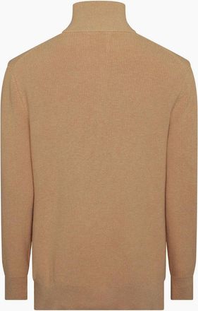GANT Mens Merino Zip Neck High Collar Long Sleeve Sweater - Brown - Size: 42