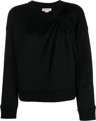 Alexander McQueen knot-embellished cotton sweatshirt - women - Cotton/Polyester - 42 - Black