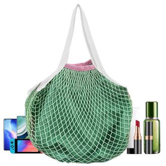 Generic Cotton Mesh Bag,Reusable Cotton String Shopping Bags - Reusable Washable Shoulder Tote Large Capacity Long Handle Produce Organizer for Fruit Vegetabl