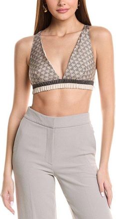 Brunello Cucinelli Womens Patterned Beige Bralette Top, Size XXL