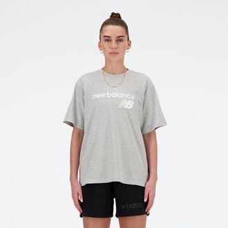 New Balance Donna Sport Jersey Relaxed Graphic T-Shirt in Grigio, Jersey di Cotone, Taglia XS