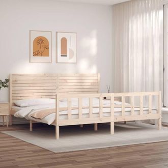 vidaXL Estructura De Cama De Matrimonio Con Cabecero Madera Maciza Vidaxl