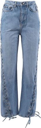 Rotate Twisted Lacing Jeans Hydrangea - Dames - Regular Fit Jeans - Blauw - W27 - Katoen - Jeans