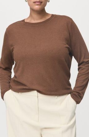 Mango Fine Knit Crewneck Sweater in Tobacco Brown at Nordstrom, Size X-Small