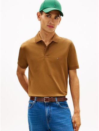 Tommy Hilfiger Mens Regular Fit Pique Tech Polo - Brown - XXL