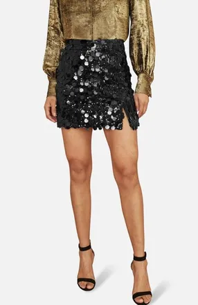 Yumi Big Sequin Mini Skirt in Black at Nordstrom, Size 10