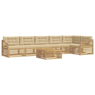vidaXL Conjunto De Sof&aacute;s De Exterior Con Coj&iacute;n 7 Pcs Y Beige Poli&eacute;ster Vidaxl